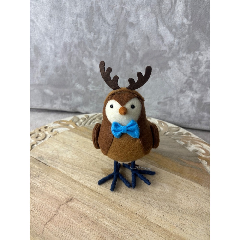 Target Wondershop Featherly Friends Christmas Bird Reindeer Antlers Blue Bow Tie